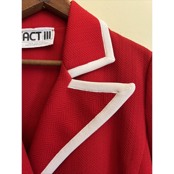 Vintage Act III Red Color Block Dacron Jacket 1980s Med (check Measurements) - Picture 8 of 16